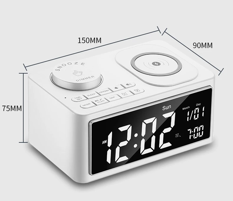 2023 Wireless Charging Bt Speaker Alarm Clock Led Alarm Clock Dock