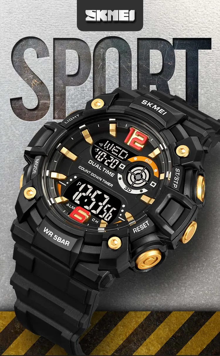 SKMEI 2018 sports new style mens digital watch creative Silicone band water proof Chronograph character student watch design