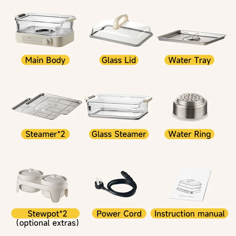 Factory Steamer Foldable Electric Digital Timer Control Mini Steam Cooker 3 Layer Food Steamer