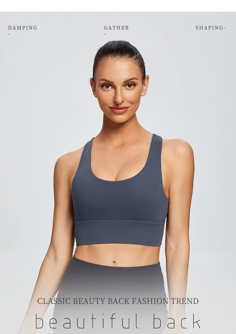 High Quality Designer Custom Nylon Spandex Fitness Yoga Wear gym clothes Workout Adjustable Strap Sports Bra For Women