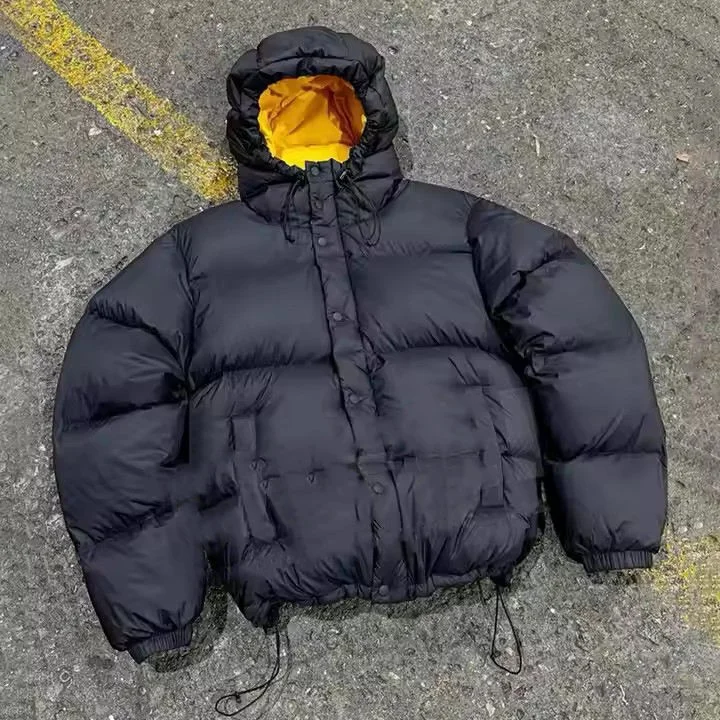 Salati Custom Manufacturers Streetwear Hooded Bubble Puffy Nylon Waterproof Cropped Light Nylon Warm Down Winter Puffer Jacket gallery 7