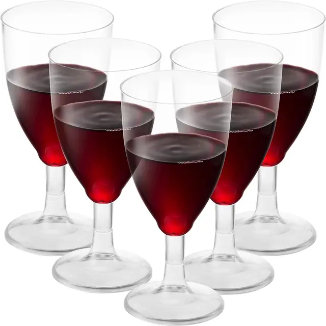 7 oz Clear BPA-Free Plastic Disposable Wine Glasses with Stem for Party Wedding