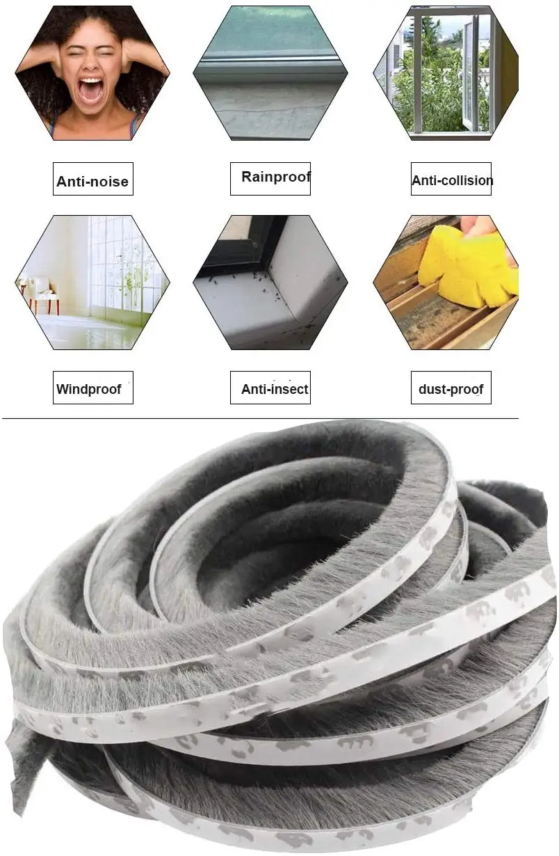 Jiaxing Hongqing Straight Pile Weatherstripping Sealing Strip with Fins Wool Pile Mohair Weatherstripping