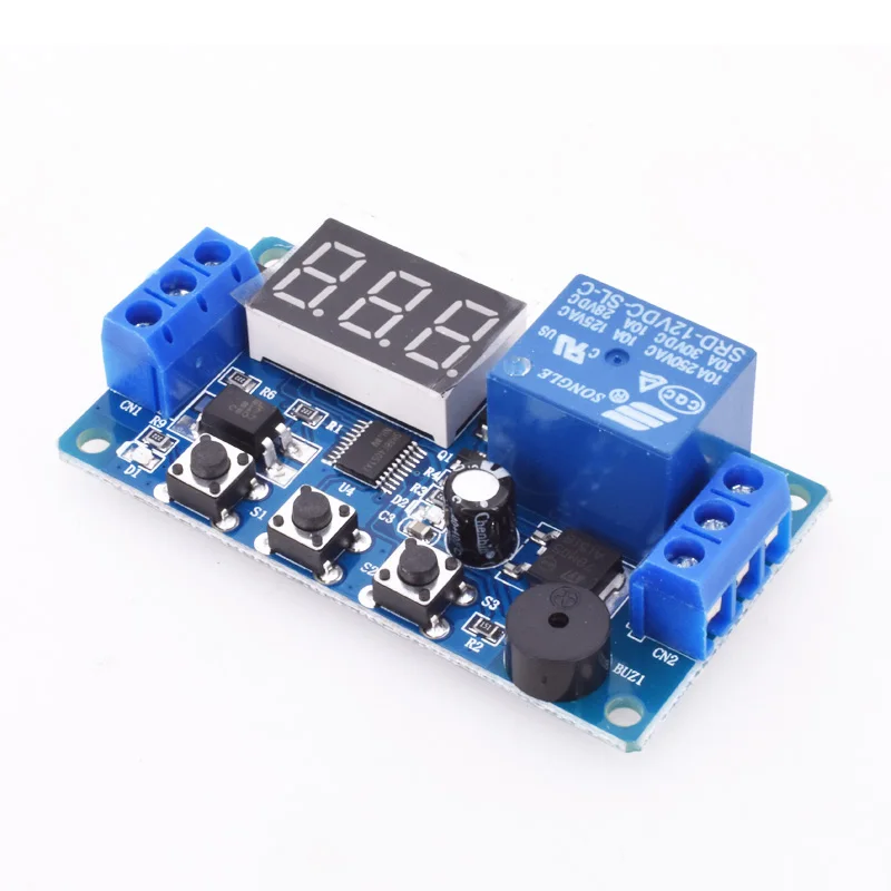 12V Display LED Timer Relay Programmable Board Buzzer Button Module Delay Switch 