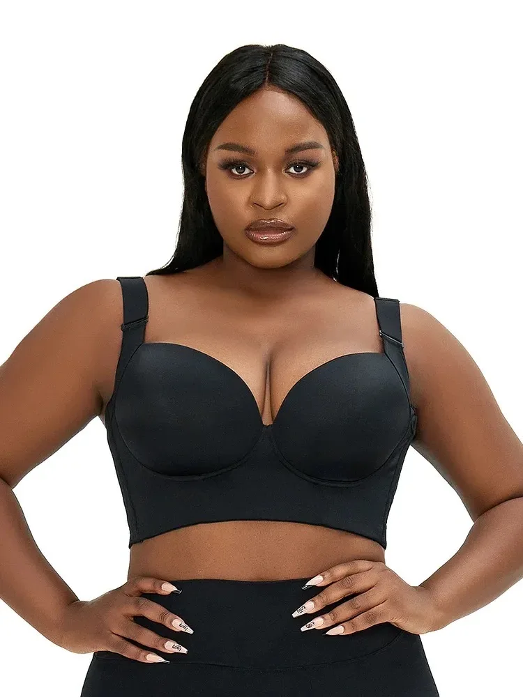 Plus Size Breathable Push Up Sports Bra Deep Cup Coverage For Big Women