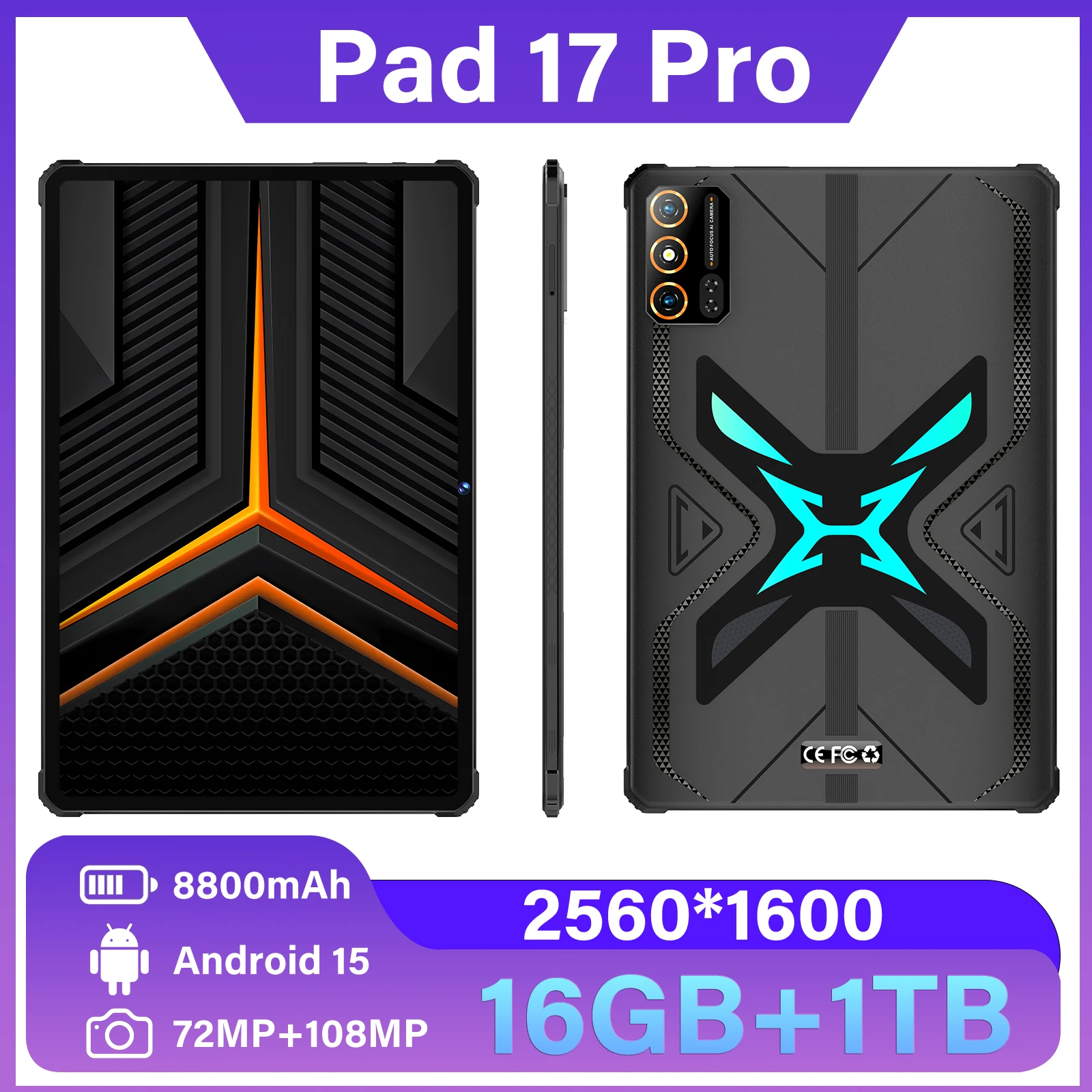 New Arrival Pad17 Pro Plus 16GB RAM 1TB ROM Android 15 Tablet PC