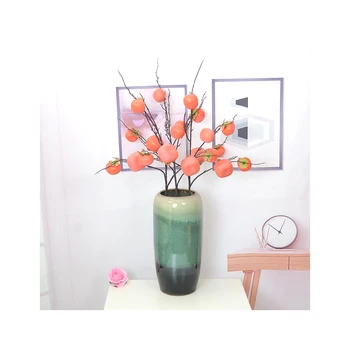 Simulation fruit new release home floor display flower living room decoration high branch 7 head persimmon