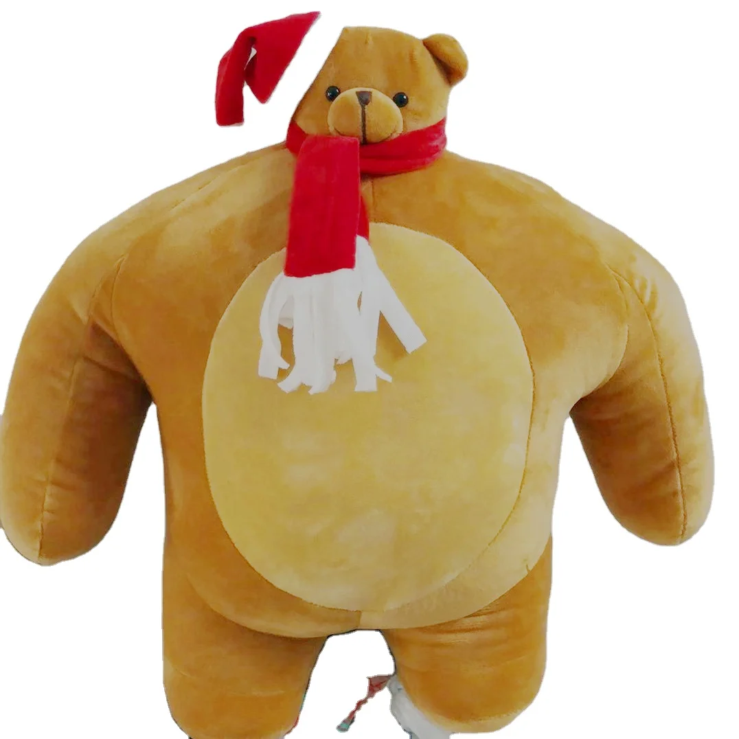 christmas design large size fat muscle bear plush stuffed giant