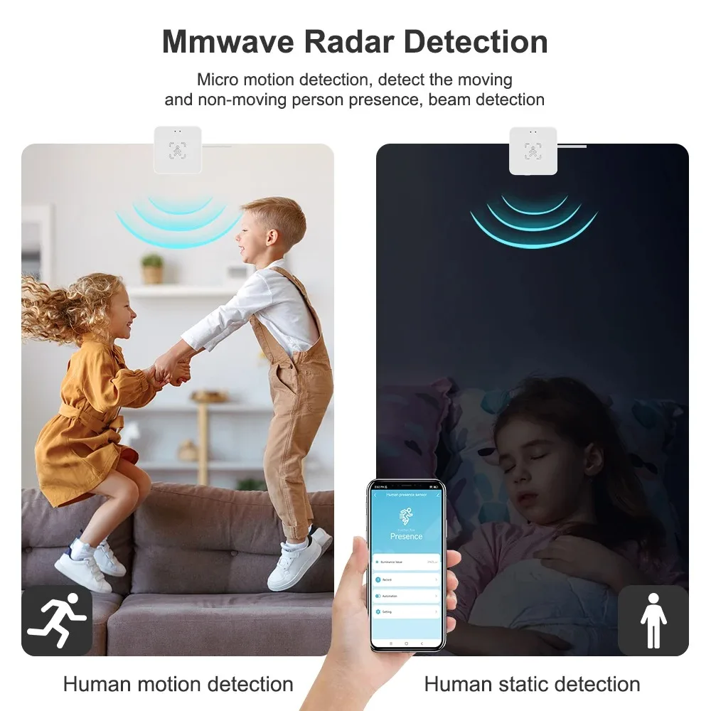 Tuya WiFi / Zigbee c Cảm biến chuyển động cơ thể người thông minh MmWave Radar vi sóng Phát hiện cường độ DC5V