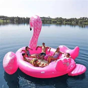 Factory wholesale various size giant inflatable pink flamingo pool floating for pool island lake beach party