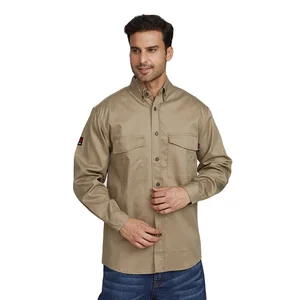 Wholesale Flame Resistant Clothing Customized NFPA2112 Fire Retardant FR Khaki Shirt
