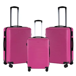 New Design Rose Red Large Capacity Eco Friendly Plastic Suitcase Convenient Trolley Luggage Cases For Long Term Travel School