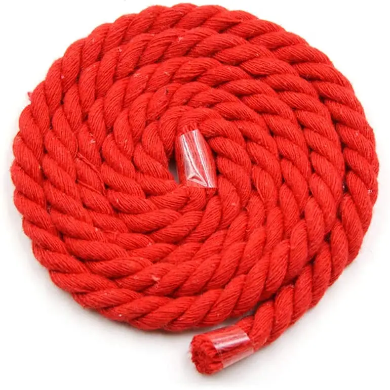 Cuerda de algodón suave retorcida de 10 m rojo, azul y marrón 32 pies 