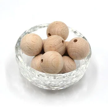 Food Grade Unfinished Natural Beech Material Round Wooden Beads