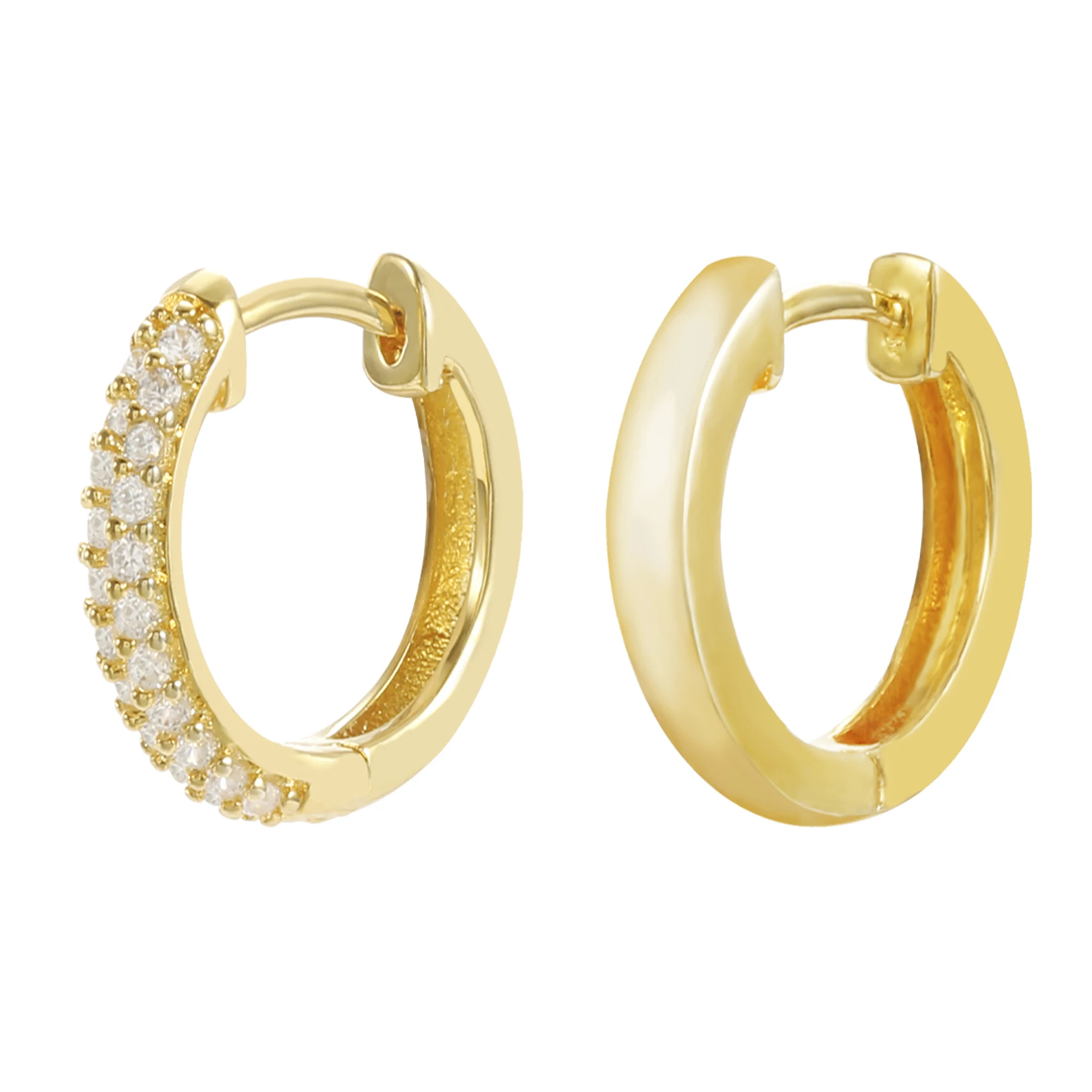 top ladies earrings gold hoop earrings 18k gold plated 925 silver ear ring high end 18k gold plated tube hoop earring