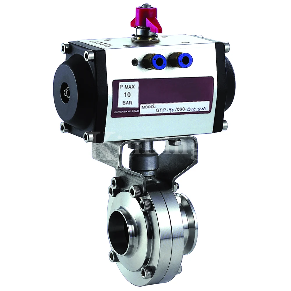 Санитарный клапан-бабочка из нержавеющей стали с наружным зажимом и резьбой