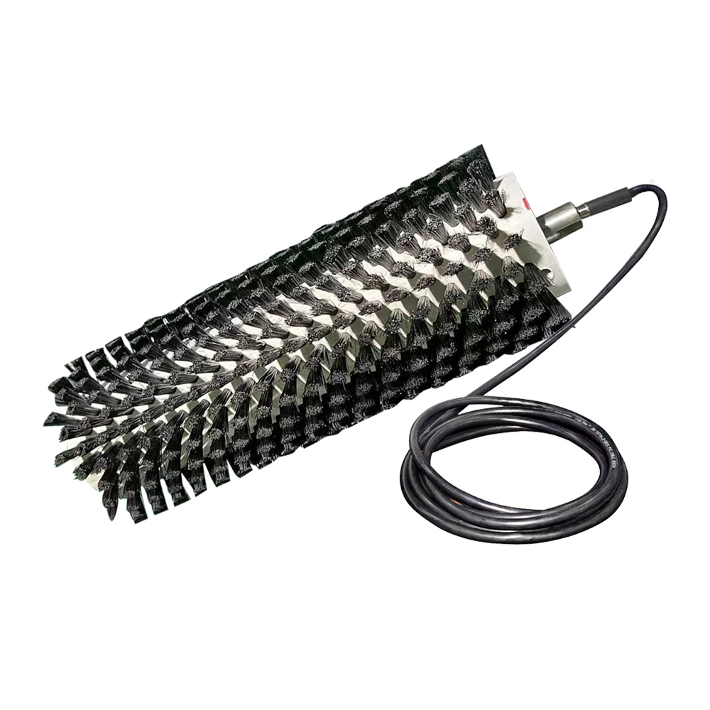 Hengdong 50 Brush DC Electric Roller Conveyor Belt Assembly Line Cleaning Roller Cylinder Nylon Bristle Material OEM