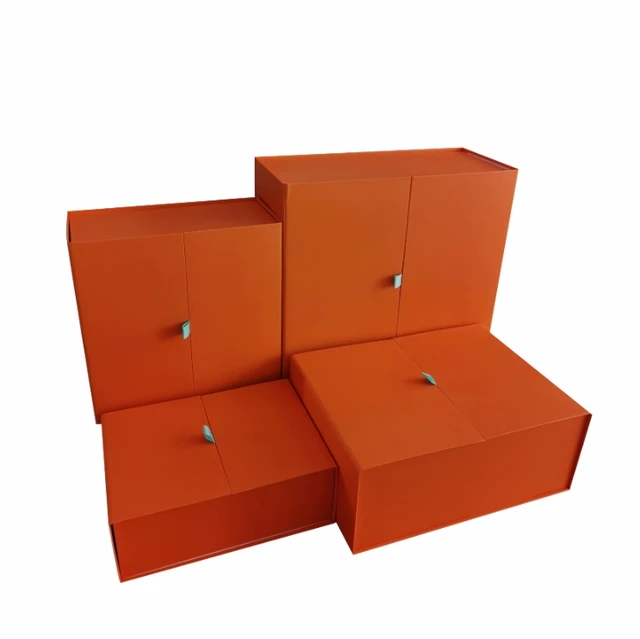 Wholesale Handmade Luxury Cardboard Orange Simple Empty Magnetic Closure Gift Box