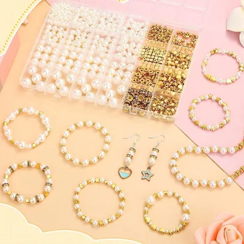 24 compartment CCB Pearl spacer set Pentagonal Love square bead Spacer bead diy bracelet necklace material