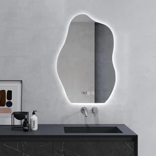 Factory price bathroom mirror with led light  large cloud shape makeup mirror  dimmable defogging bath mirrors