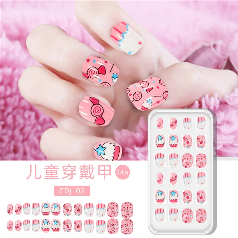 Children Press on Nails | 24 Pcs Fake Nails Tips for Kids with free  shipping on AliExpress