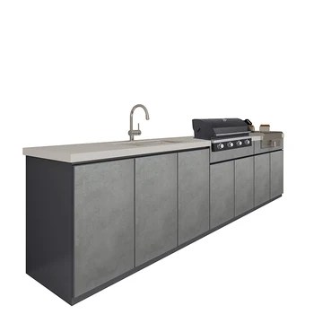 China Design Wholesale New Style Marble Countertop Stone Kitchen Cabinet Barbecue Cabine With Washbasin Sink