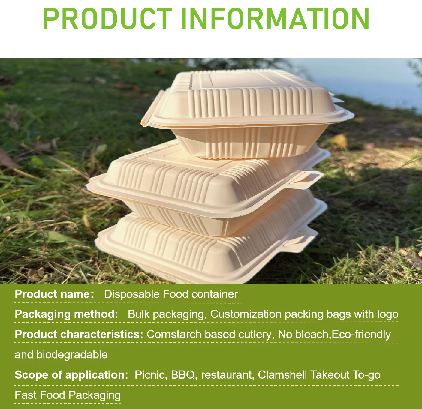 Chinese Take Out Container Biodegradable Takeaway Food Box Fast Food