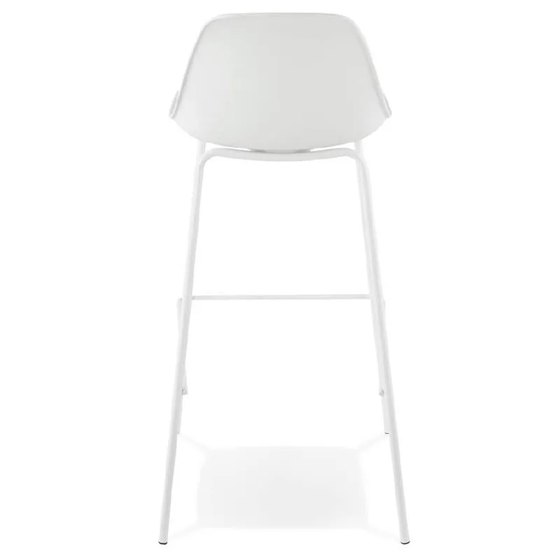 Rustic counter height white pp bar chair with leather cushion