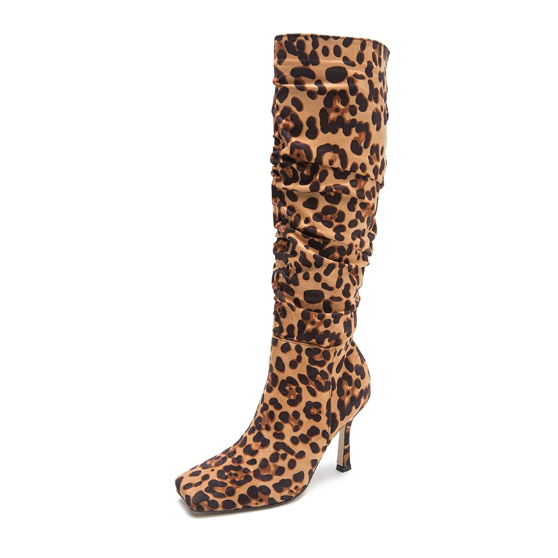 Zapatos De Tacón Alto Con Estampado De Leopardo Para Mujer,Botas Largas  Sexys Con Cabeza Cuadrada Y Tacones Finos,Botas Altas De Otoño E Invierno -  Buy De Alta Del Muslo Botas Zapatos De