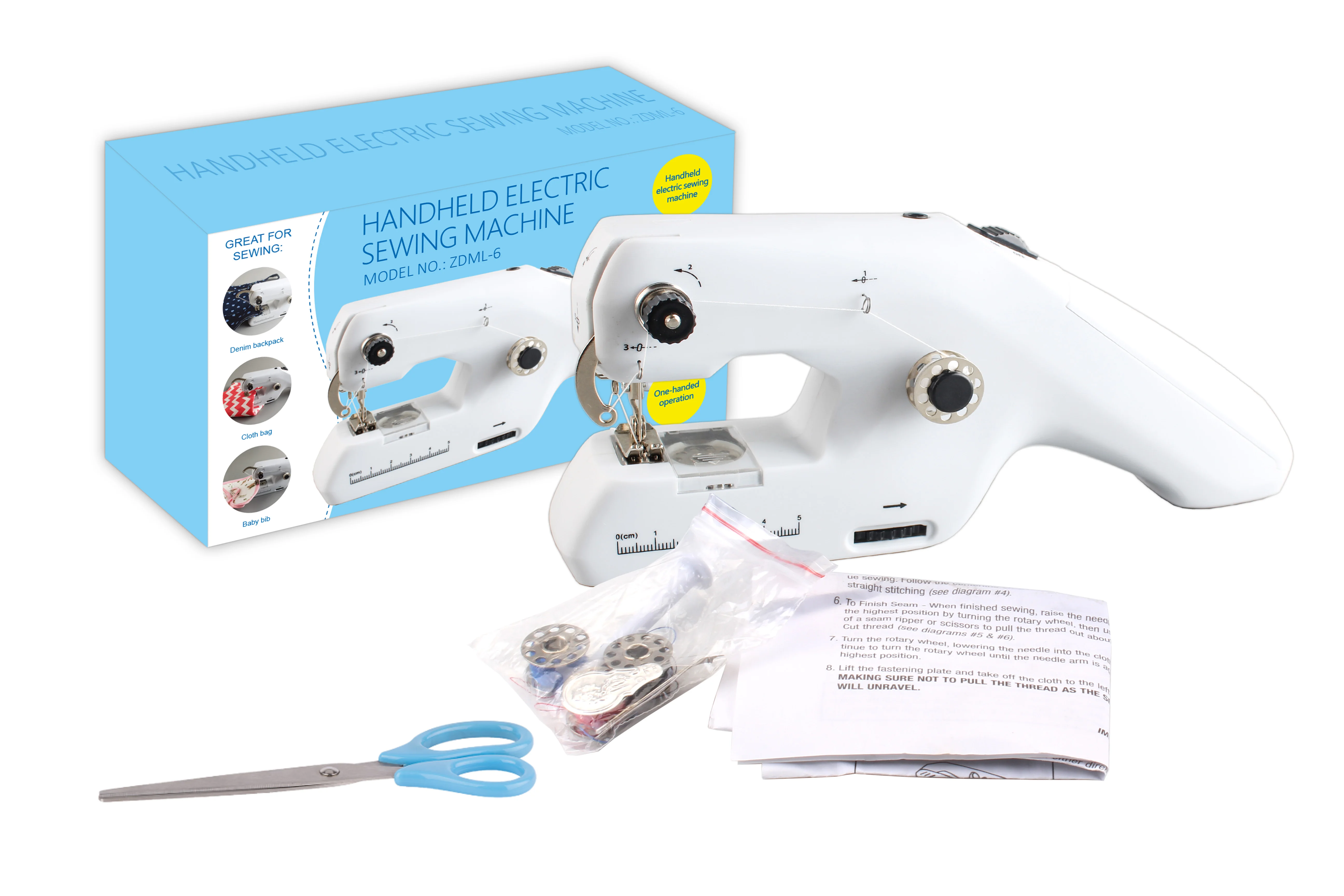 VOF ZDML 6 NEW Hand Held Portable Placket Sewing Machine Electric Elastic Battery Operated Feed Bag Sewing Machine