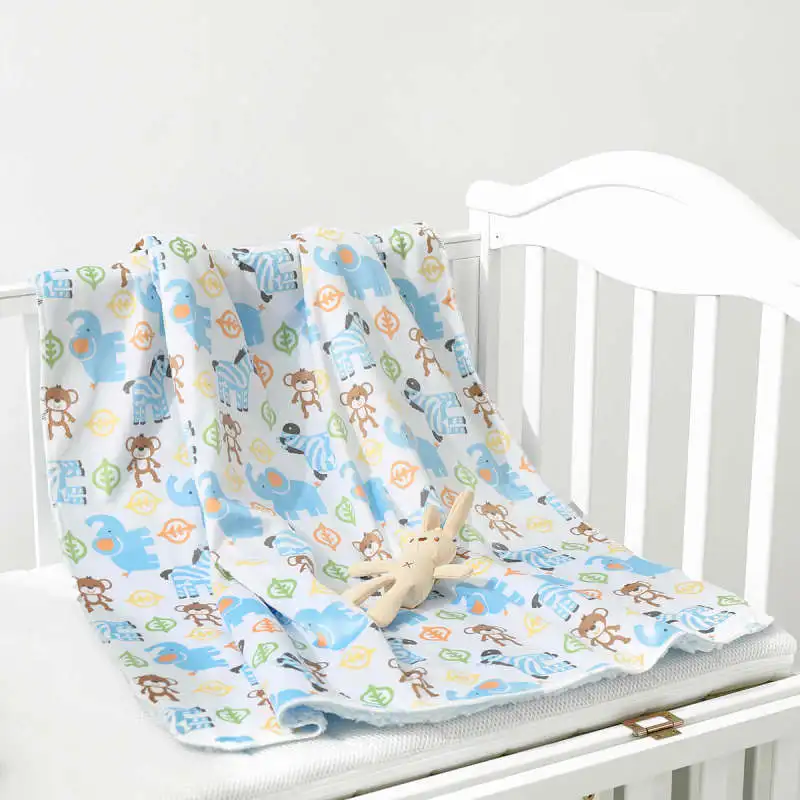 Mu Double Autumn Winter Cover Kids Blanket Printed Short Plush Children