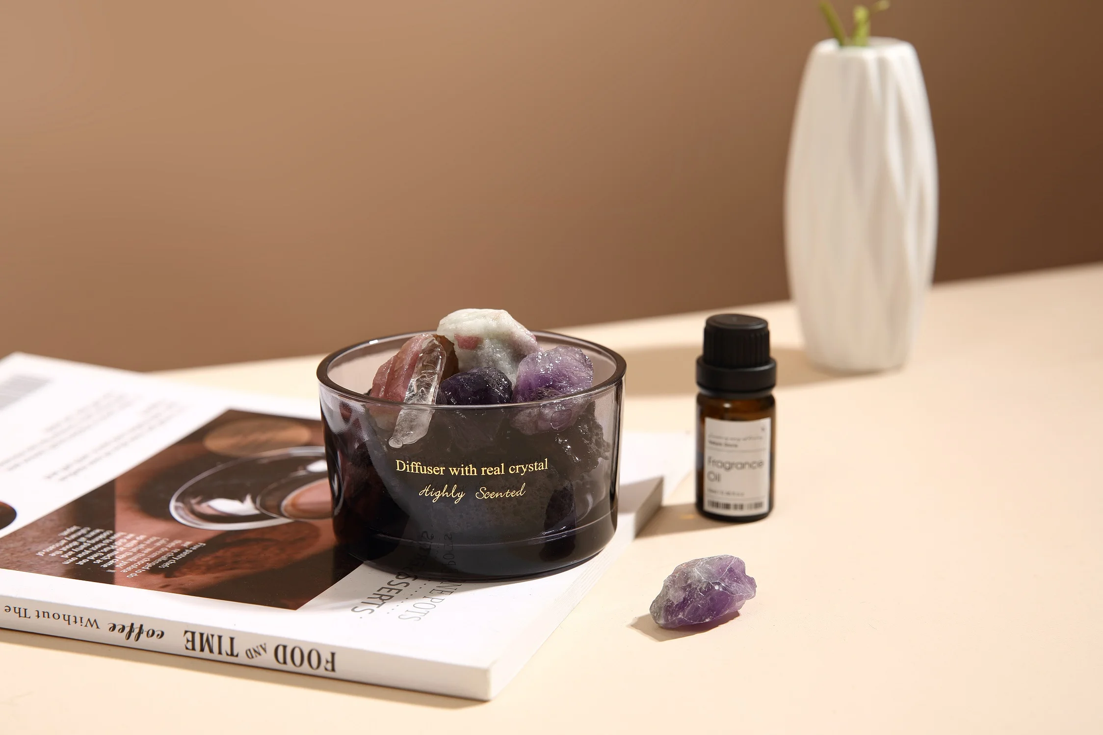 Home Liquid Glass Bottle Crystal Stone Rock Diffuser Fragrance Diffuser