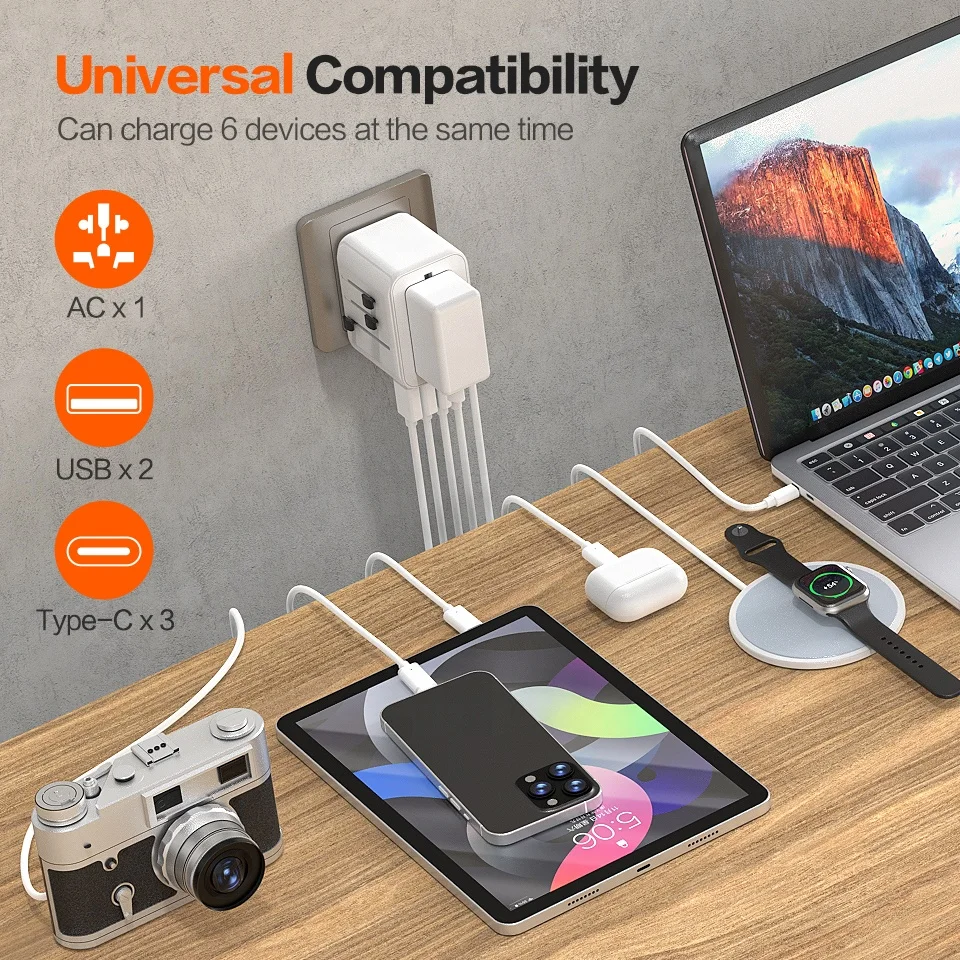 Worldplug 2usb 3c Power Adaptor Worldwide Plug Adapter Universal Travel Adapter