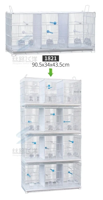 Curated visual reference: Gallery Detail: Durable Three Compartment Metal Bird Cage For Parrots And Pigeons