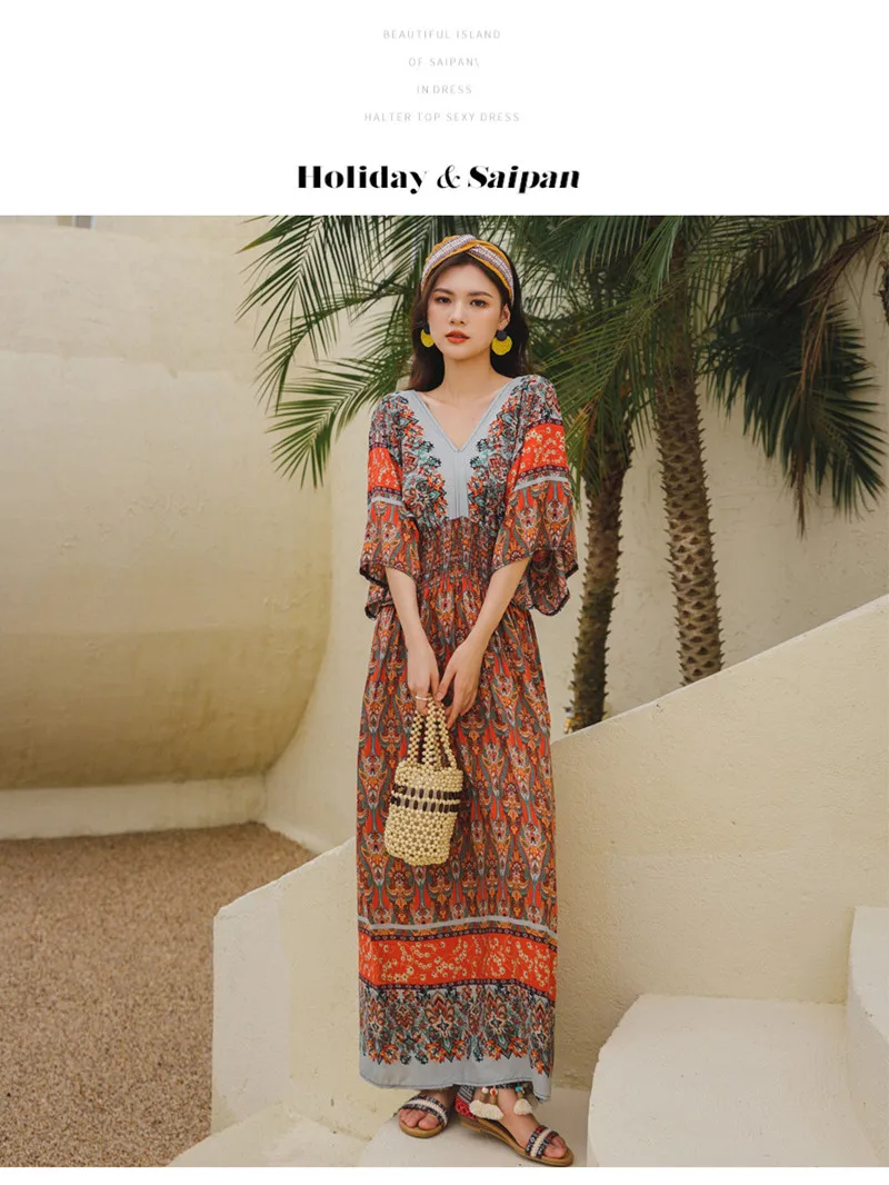 2021 Attractive soft maxi women bohemian dress summer