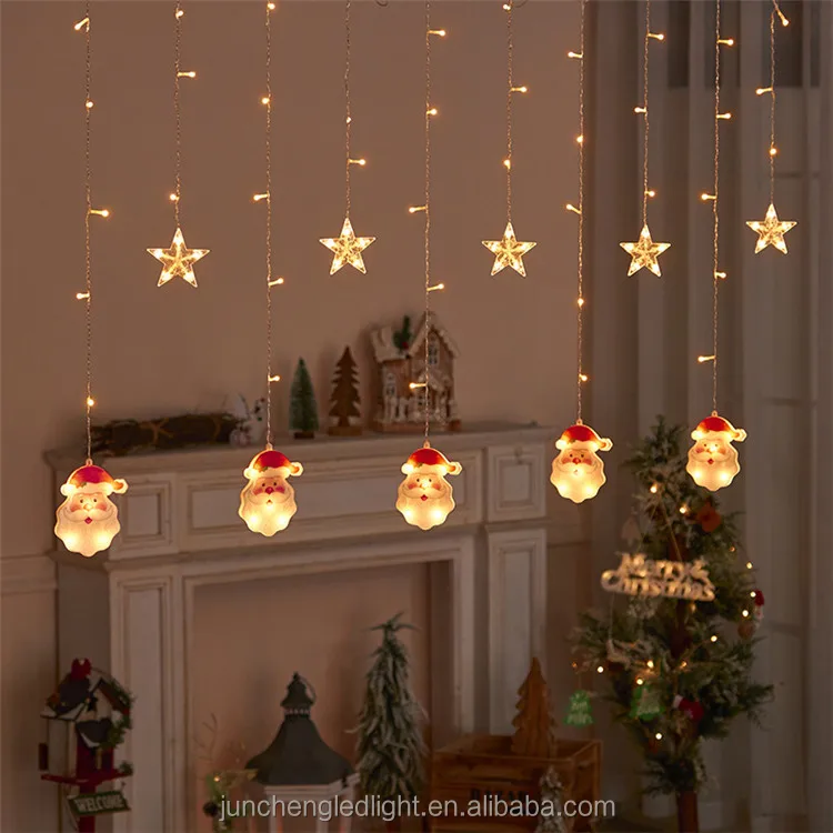 Star Christmas Gloves Curtain Led String Christmas Icicle Garland Fairy Light for Xmas Party Halloween Festival Decor