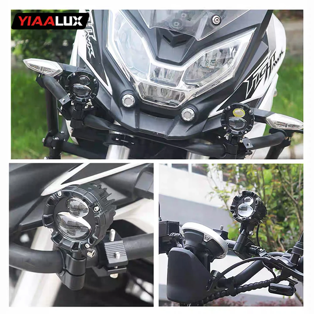 product super bright amber backlight motorcycle spotlight with wire harness 27 60w white yellow driving fog lights for motorcycle-3