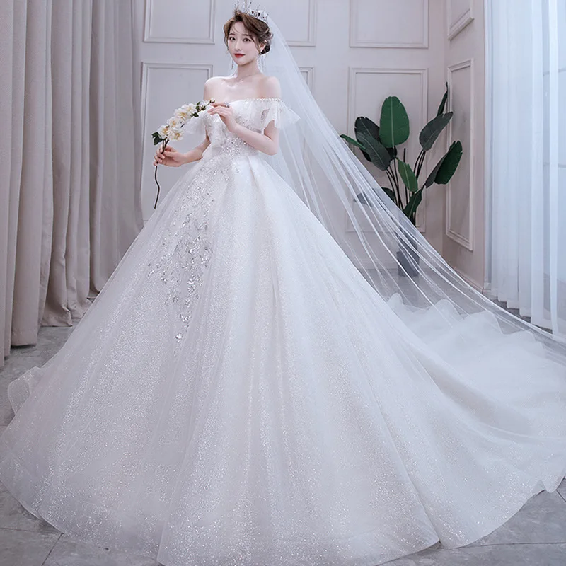 1916 Korean Style French Spring Bride Court Princess White Outdoor Wedding  Dresses With Train - Buy Wedding Dresses With Long Train,Princess White Wedding  Dresses,Korean Style Bride Wedding Dress Product On Alibaba.Com