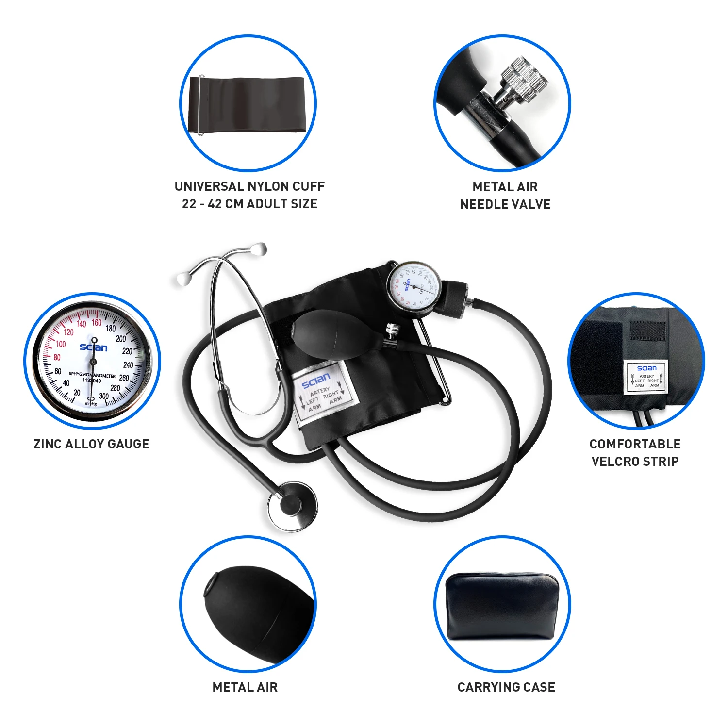 HONSUN Upper Arm Manual BP Aneroid Sphygmomanometer With Single or Dual Head Stethoscope