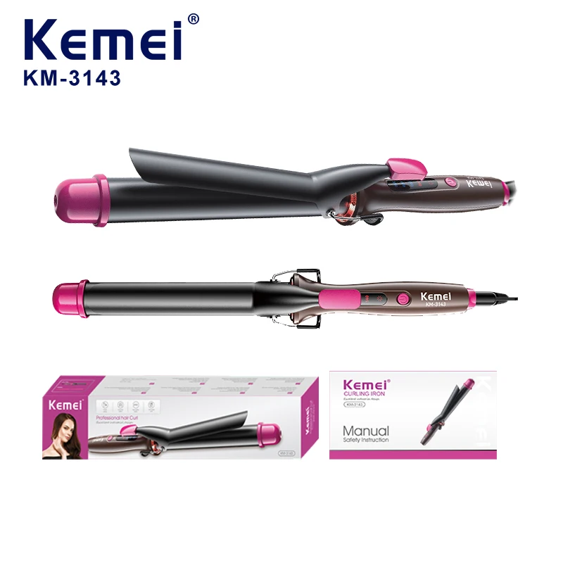 Boucleur électrique KEMEI KM-3143, 60 W, 4 niveaux de température réglables, modèle allongé, chauffe rapide, alliage d’aluminium PTC