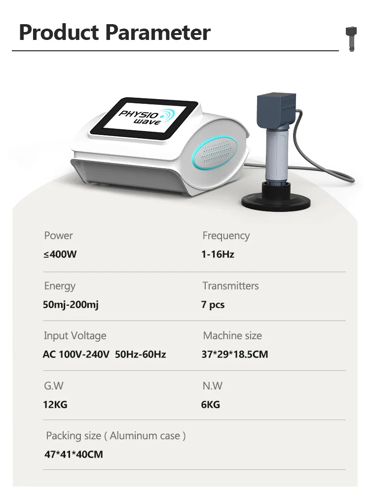 Factory Direct Portable SWT Physio Shockwave Therapy Device Aluminum Case Compact Design for Muscle Bone Healing Sports Injury