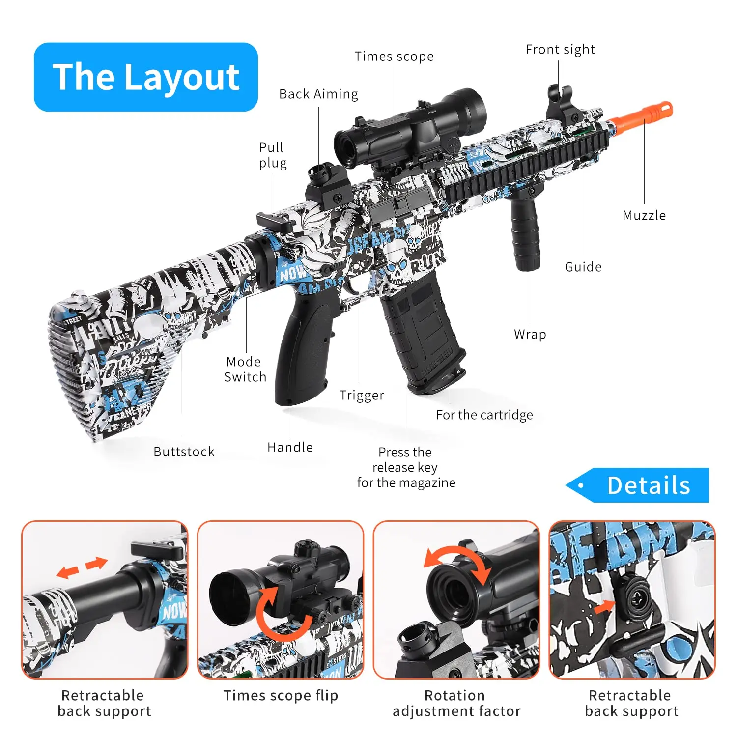 M416 Akm47 M4a1 Electric Gel Ball Blaster Toy Guns Outdoor Game Gel ...