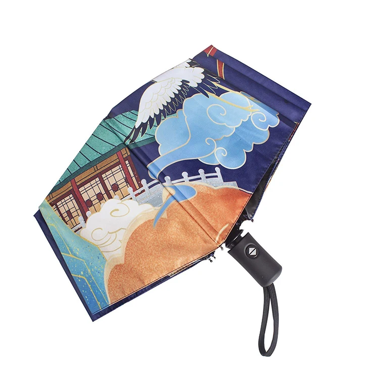 Promotional Logo Printed Windproof 3 Fold Umbrellas Tiny Portable Folding Rain Foldable Umbrellas
