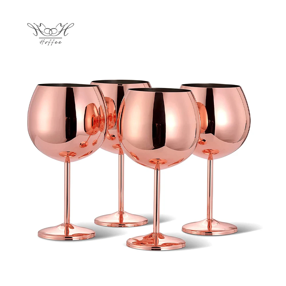 700ml Rose Gold Luxury Champagne Glasses Stainless Steel Large Capacity Drum Shaped Drop