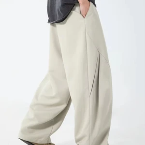 Wholesale Customized R&D Men's Casual Sports Pants High Waist Spring Summer Canvas Split Pleated Design with Draped Mid Waist