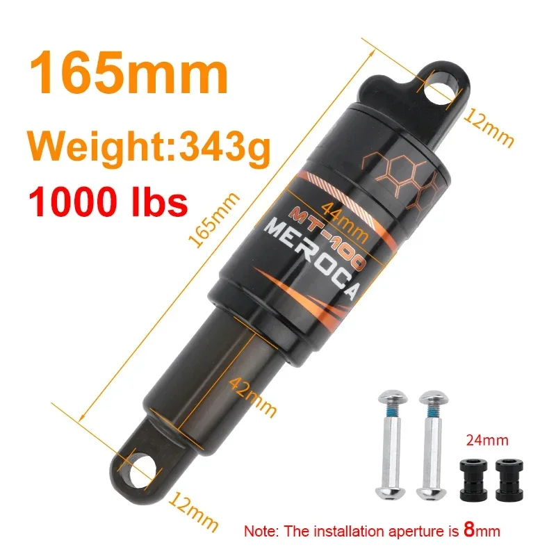 Amortisseur VTT - Ressort Réglable 165x24 Mm - Neuf Sous Blister