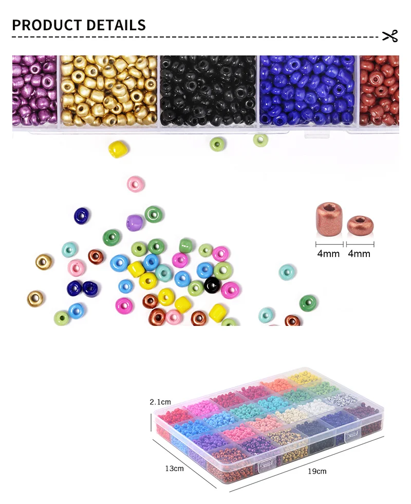 China Factory 360G 24 Colors Glass Seed Beads, Opaque Colours Seed