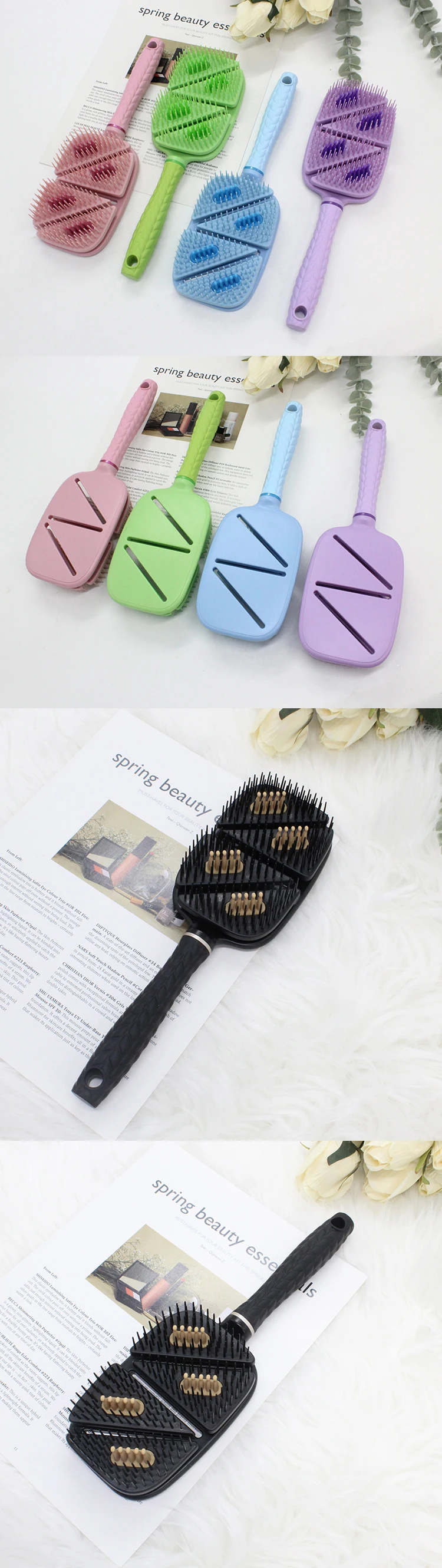 2023 New Soft Tore Material Hair Extension Detangler Brush Professional Scalp Massager