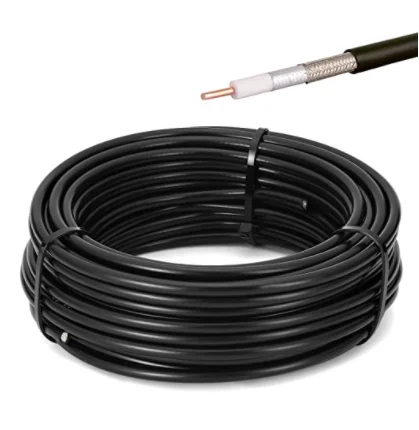 Câble coaxial flexible RG8X blindé simple avec gaine en PVC noir