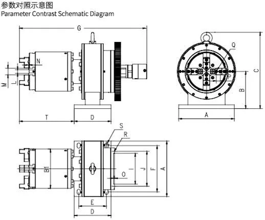 Lever Type Medium Solid Pneumatic 4 Jaw Chuck with 3 Years Warranty 20mm Claw Stroke and 3.2KN Clamping Force for Laser Pipe Cutting Machine